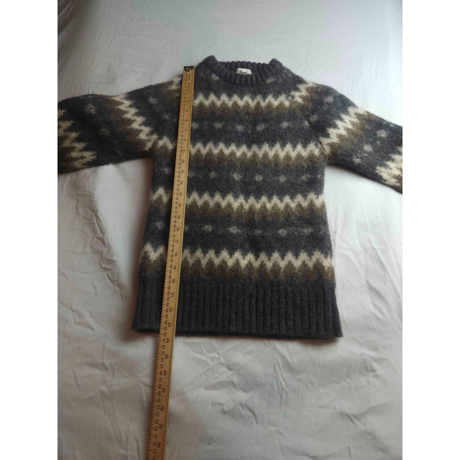 Vtg 80s 90s Woolrich Sweater Womens L Gray Fair Isle Nordic Grunge Dark Academia — image 3 of 7